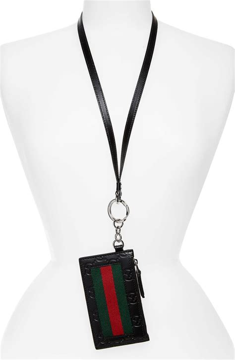 gucci card case saks|Gucci card case with lanyard.